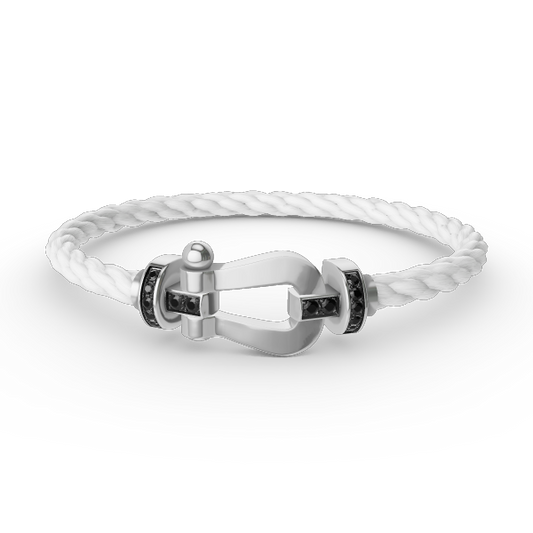 [ORA]FORCE LARGE HORSESHOE BLACK DIAMOND BRACELET SILVER