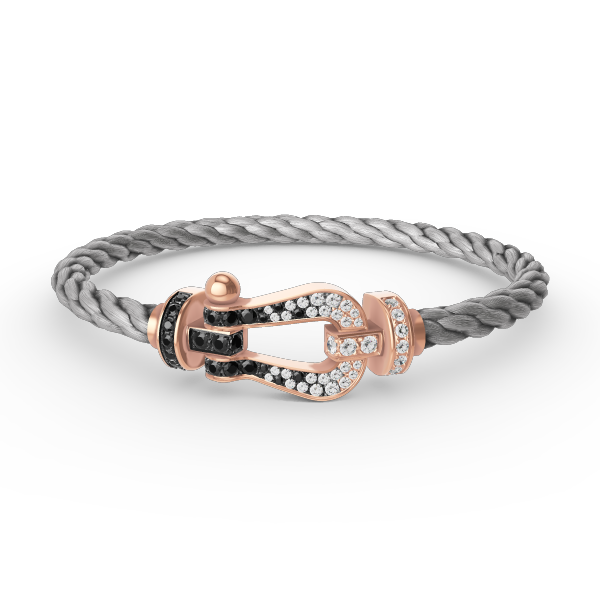 [ORA]FORCE LARGE HORSESHOE BLACK WHITE DIAMOND BRACELET ROSE GOLD