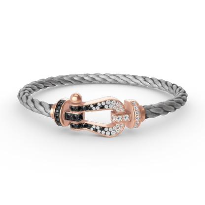 [ORA]FORCE LARGE HORSESHOE BLACK WHITE DIAMOND BRACELET ROSE GOLD