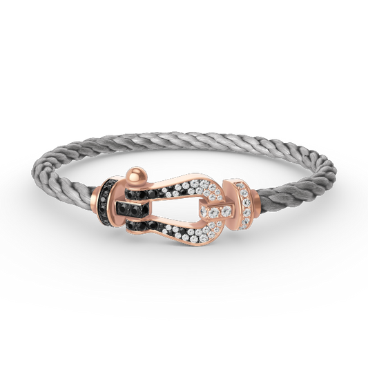 [ORA]FORCE LARGE HORSESHOE BLACK WHITE DIAMOND BRACELET ROSE GOLD
