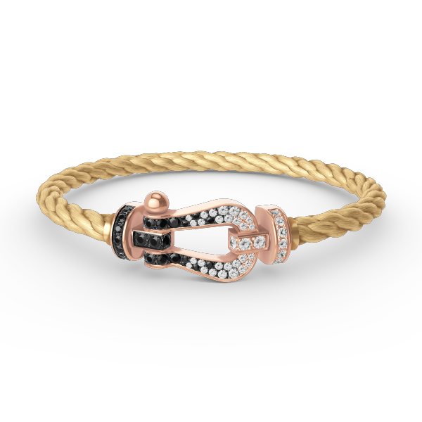 [ORA]FORCE LARGE HORSESHOE BLACK WHITE DIAMOND BRACELET ROSE GOLD