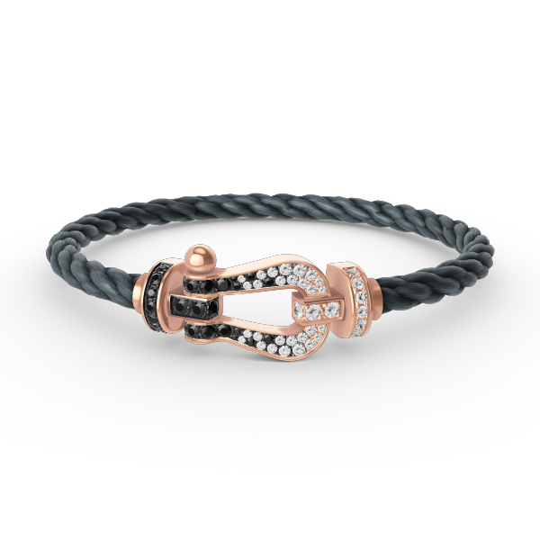 [ORA]FORCE LARGE HORSESHOE BLACK WHITE DIAMOND BRACELET ROSE GOLD