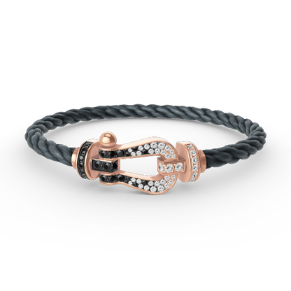 [ORA]FORCE LARGE HORSESHOE BLACK WHITE DIAMOND BRACELET ROSE GOLD