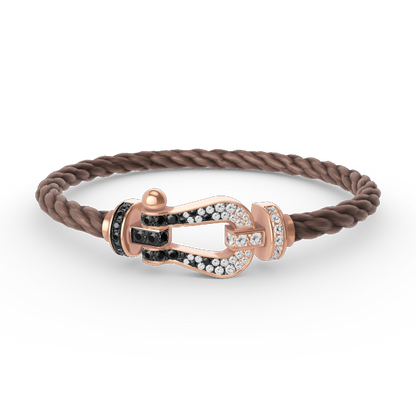 [ORA]FORCE LARGE HORSESHOE BLACK WHITE DIAMOND BRACELET ROSE GOLD