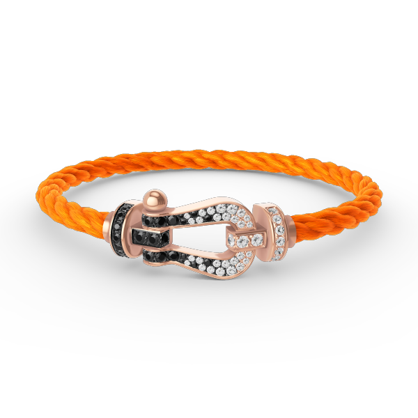 [ORA]FORCE LARGE HORSESHOE BLACK WHITE DIAMOND BRACELET ROSE GOLD