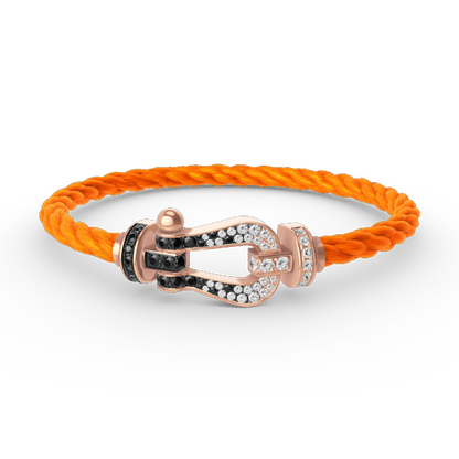 [ORA]FORCE LARGE HORSESHOE BLACK WHITE DIAMOND BRACELET ROSE GOLD
