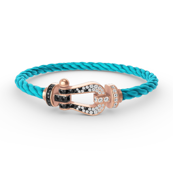 [ORA]FORCE LARGE HORSESHOE BLACK WHITE DIAMOND BRACELET ROSE GOLD