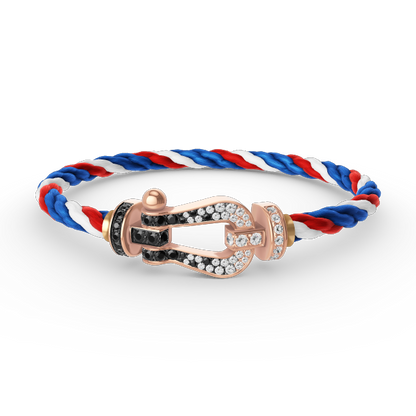 [ORA]FORCE LARGE HORSESHOE BLACK WHITE DIAMOND BRACELET ROSE GOLD
