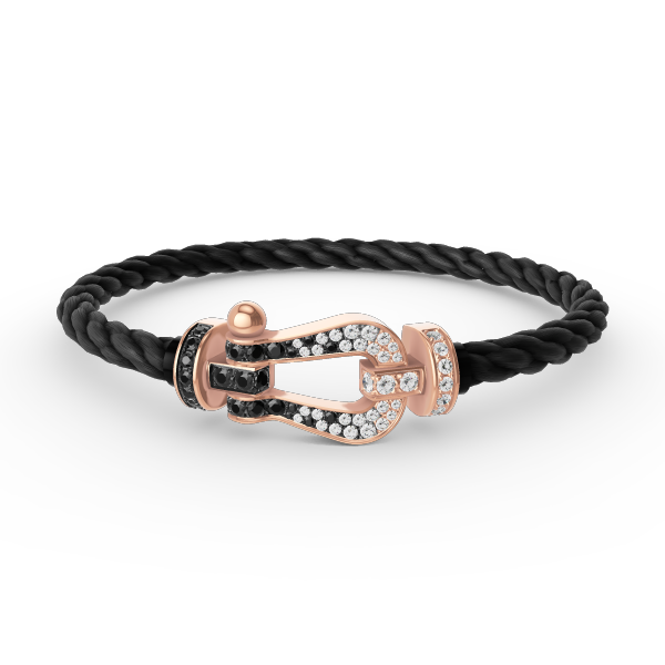 [ORA]FORCE LARGE HORSESHOE BLACK WHITE DIAMOND BRACELET ROSE GOLD