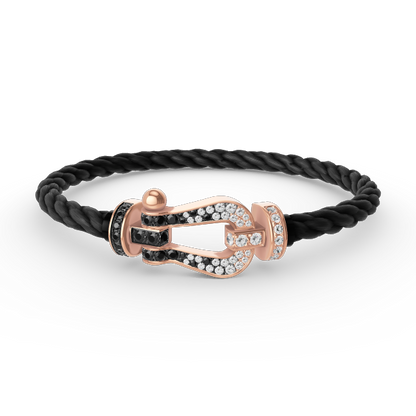 [ORA]FORCE LARGE HORSESHOE BLACK WHITE DIAMOND BRACELET ROSE GOLD