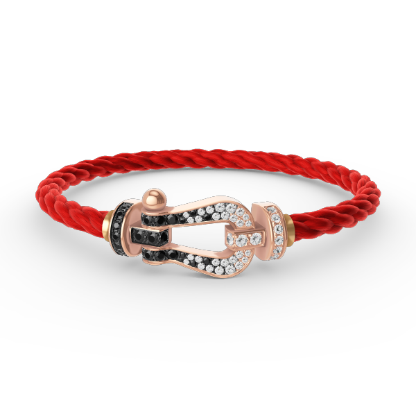 [ORA]FORCE LARGE HORSESHOE BLACK WHITE DIAMOND BRACELET ROSE GOLD