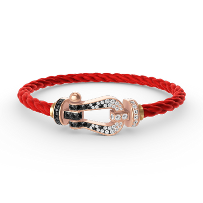 [ORA]FORCE LARGE HORSESHOE BLACK WHITE DIAMOND BRACELET ROSE GOLD
