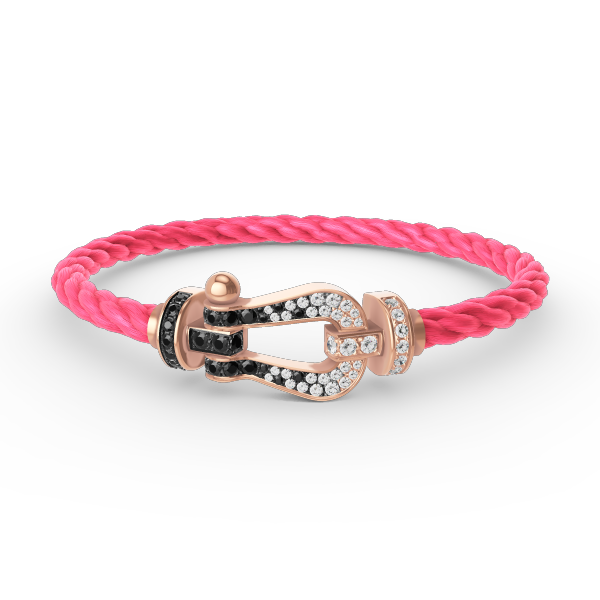 [ORA]FORCE LARGE HORSESHOE BLACK WHITE DIAMOND BRACELET ROSE GOLD