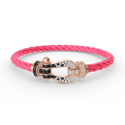 [ORA]FORCE LARGE HORSESHOE BLACK WHITE DIAMOND BRACELET ROSE GOLD
