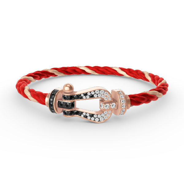 [ORA]FORCE LARGE HORSESHOE BLACK WHITE DIAMOND BRACELET ROSE GOLD