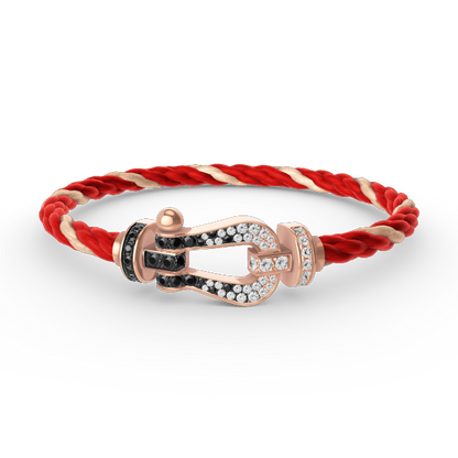[ORA]FORCE LARGE HORSESHOE BLACK WHITE DIAMOND BRACELET ROSE GOLD