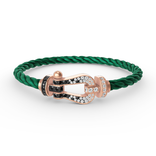[ORA]FORCE LARGE HORSESHOE BLACK WHITE DIAMOND BRACELET ROSE GOLD