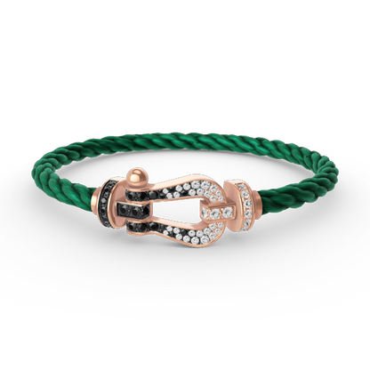 [ORA]FORCE LARGE HORSESHOE BLACK WHITE DIAMOND BRACELET ROSE GOLD