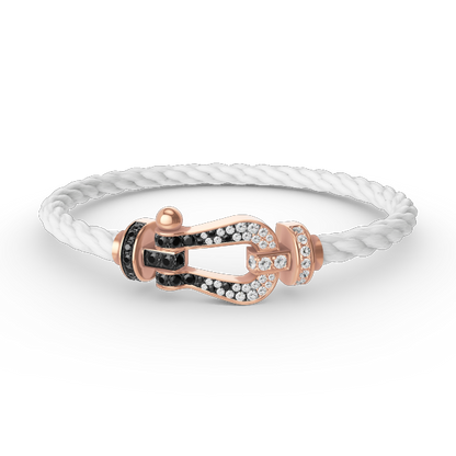[ORA]FORCE LARGE HORSESHOE BLACK WHITE DIAMOND BRACELET ROSE GOLD