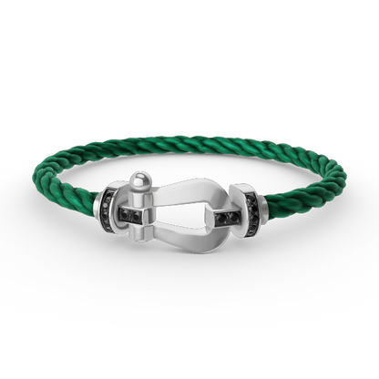 [ORA]FORCE LARGE HORSESHOE BLACK DIAMOND BRACELET SILVER