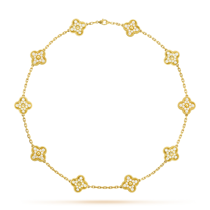 [ORA]CLOVER 10 MOTIFS DIAMOND NECKLACE