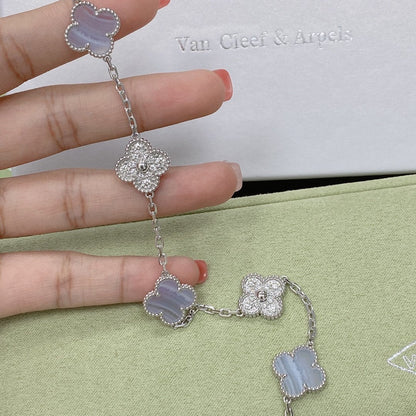 [ORA] CLOVER 5 MOTIF PURPLE CHALCEDONY BRACELET COLLECTION