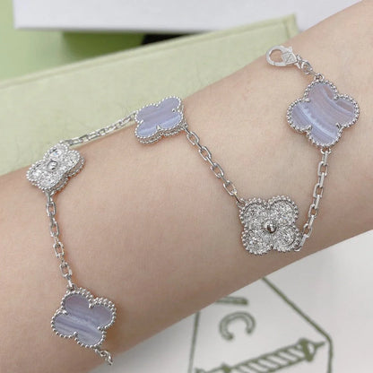 [ORA] CLOVER 5 MOTIF PURPLE CHALCEDONY BRACELET COLLECTION