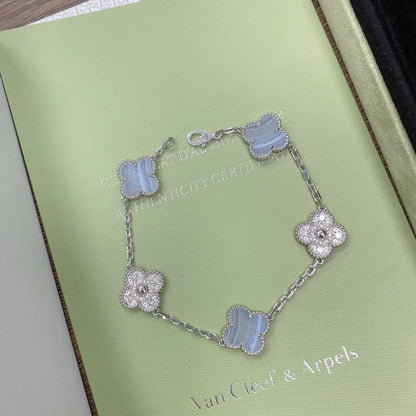 [ORA] CLOVER 5 MOTIF PURPLE CHALCEDONY BRACELET COLLECTION