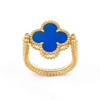 [ORA]CLOVER RIVERSIBLE BLUE AGATE RING