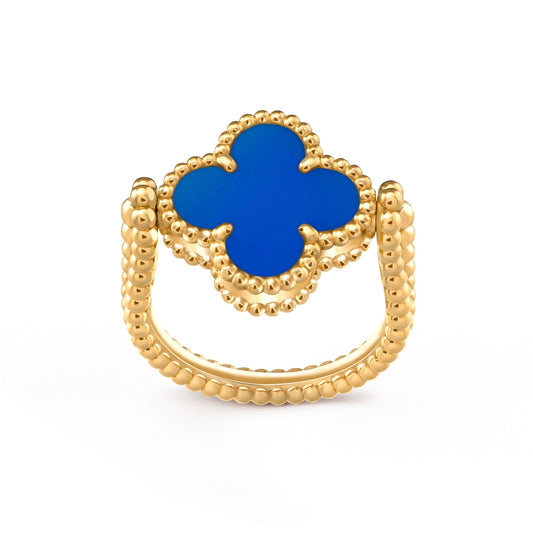 [ORA]CLOVER RIVERSIBLE BLUE AGATE RING