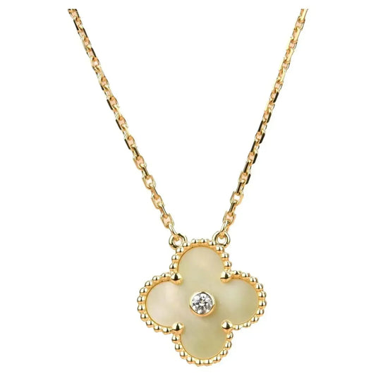 [ORA]CLOVER 15MM DIAMOND GOLD MOTHER OF PEARL NECKLACE