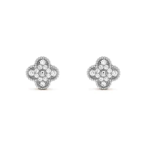[ORA]CLOVER 1 MOTIFS DIAMOND STUD EARRINGS SILVER