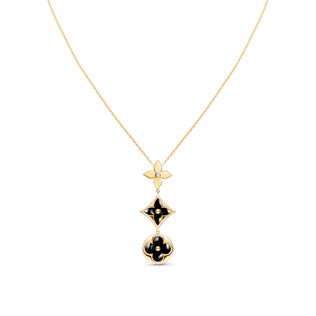 [ORA]STAR AND SUN ONYX PINK GOLD NECKLACE