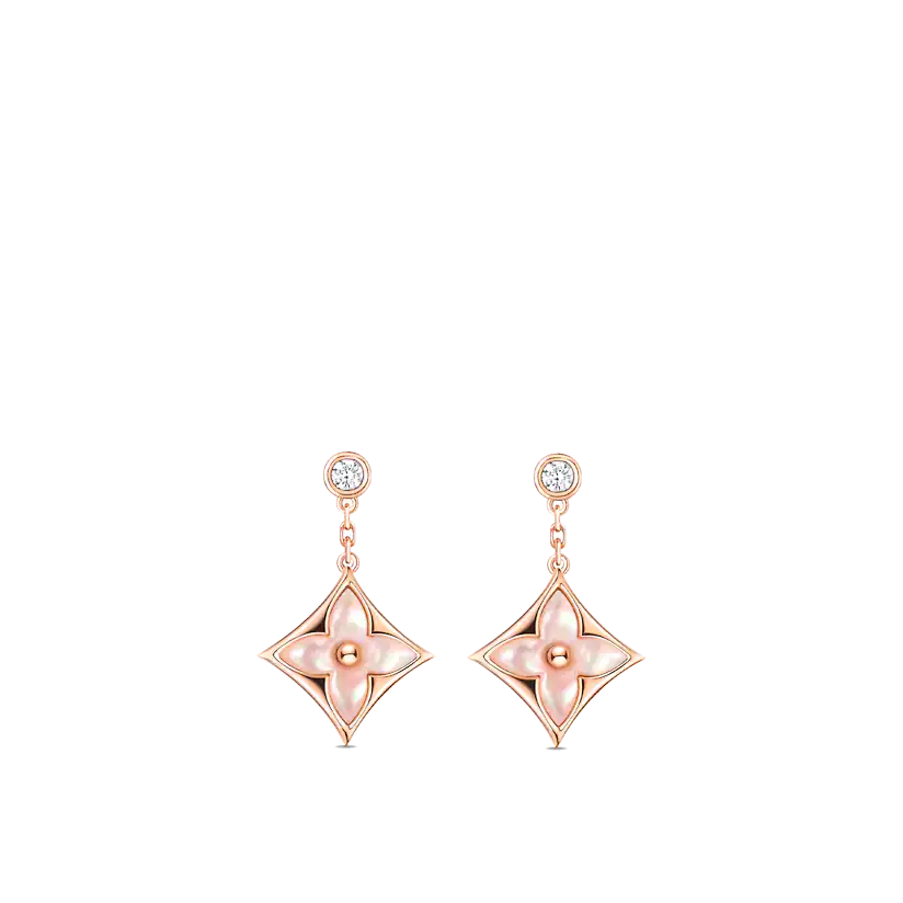 [ORA]DOUBLE STAR PINK GOLD MOP DROP EARRINGS