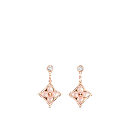 [ORA]DOUBLE STAR PINK GOLD MOP DROP EARRINGS