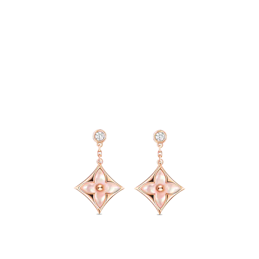 [ORA]DOUBLE STAR PINK GOLD MOP DROP EARRINGS