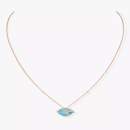 [ORA]Lucky Eye Diamond Necklace in Rose Gold and Turquoise
