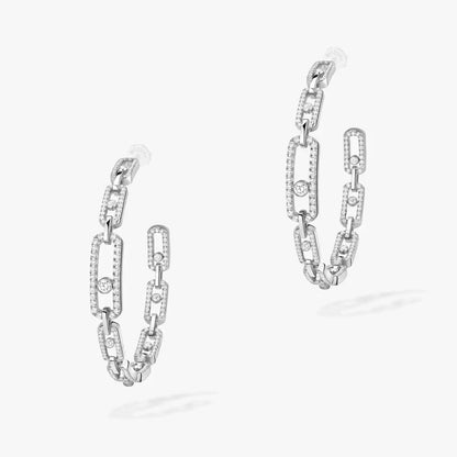 [ORA]Move Link Diamond Hoop Earrings