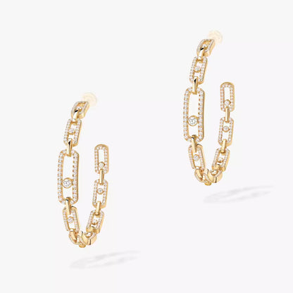 [ORA]Move Link Diamond Hoop Earrings