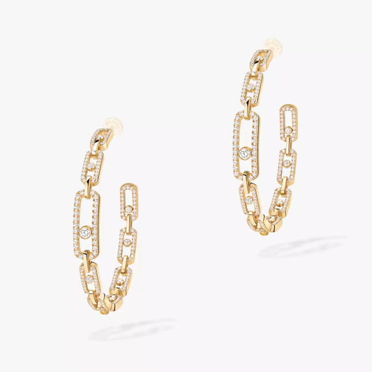 [ORA]Move Link Diamond Hoop Earrings