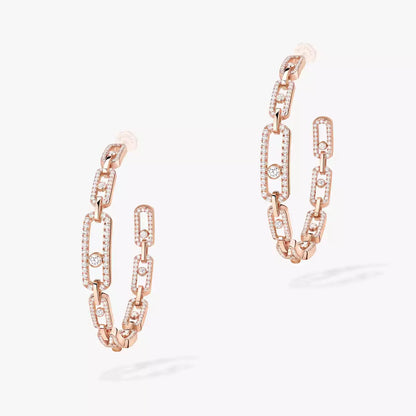 [ORA]Move Link Diamond Hoop Earrings