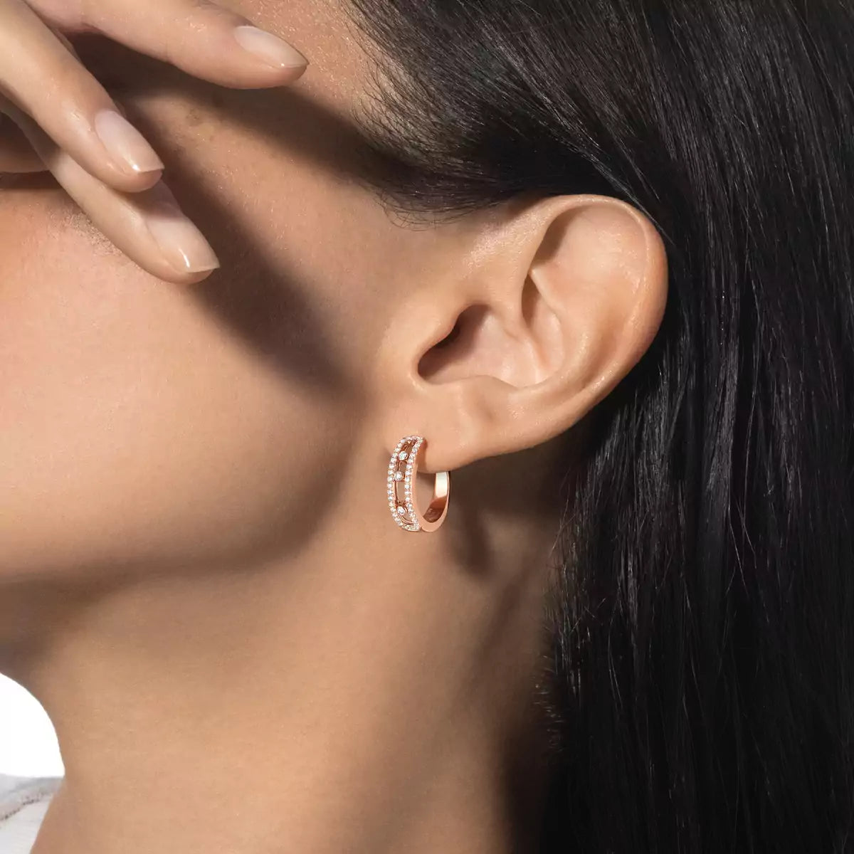 [ORA]Diamond Pave_ Hoop Earrings Move