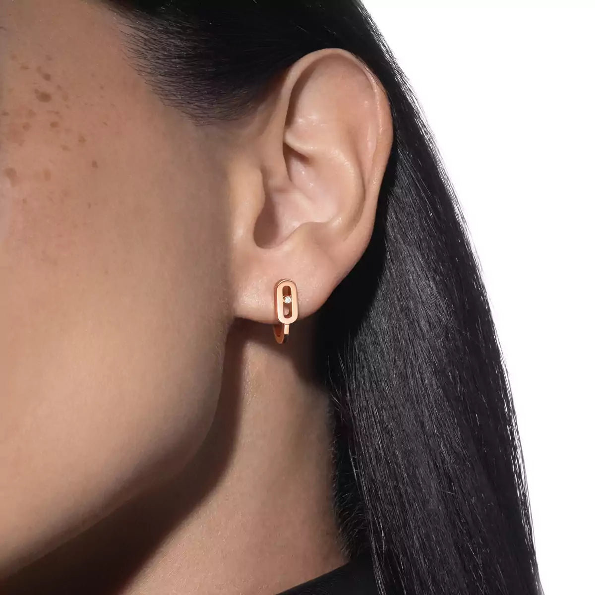 [ORA]Diamond Mini Hoop Earrings Move Classique