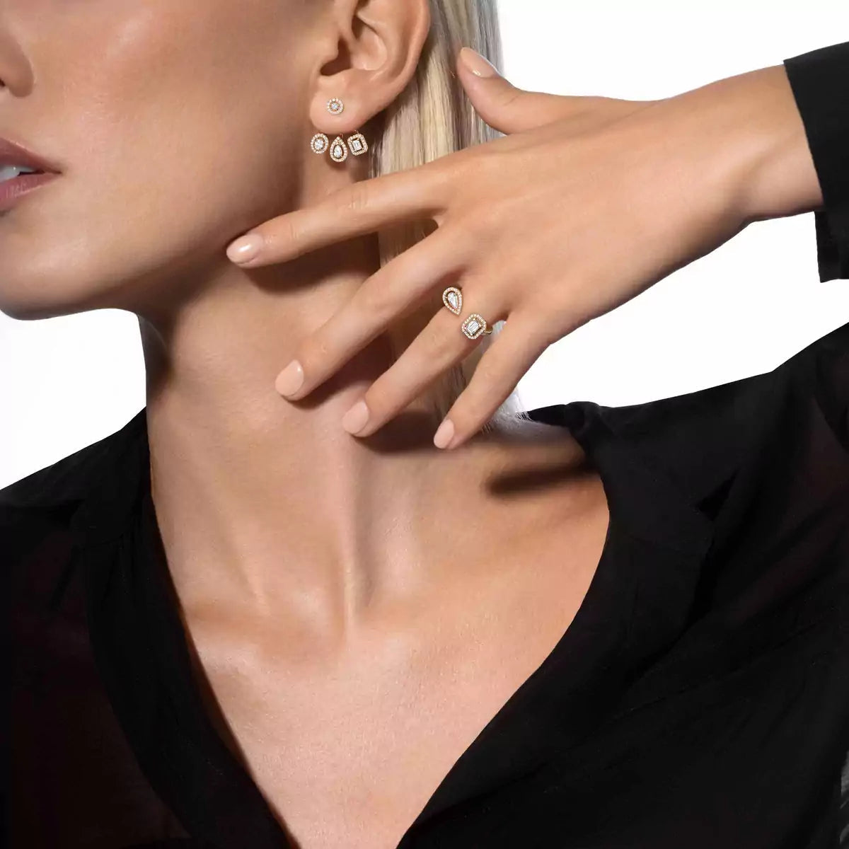 [ORA] My Twin Trio  Diamond Earrings