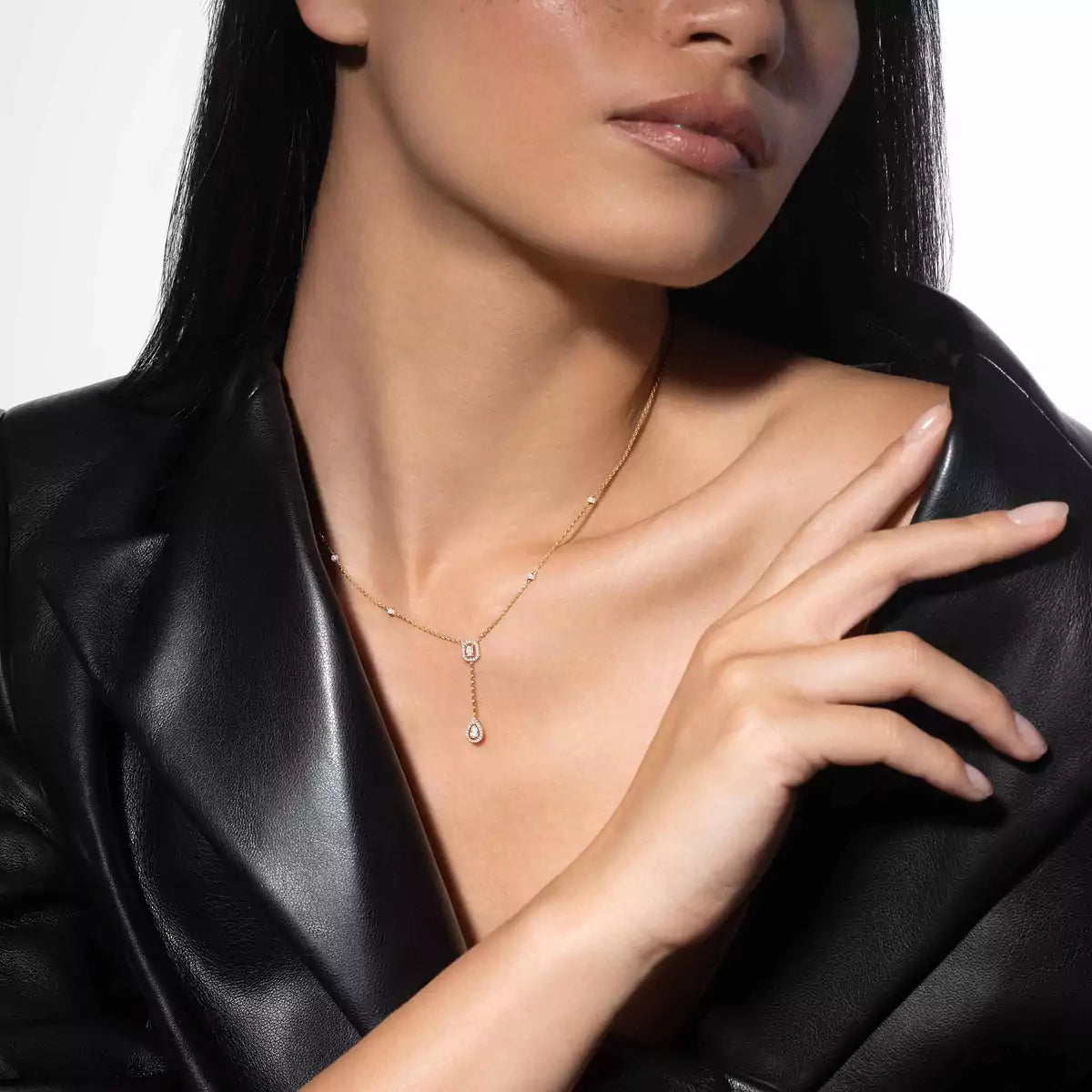 [ORA]Gold Diamond Tie Necklace