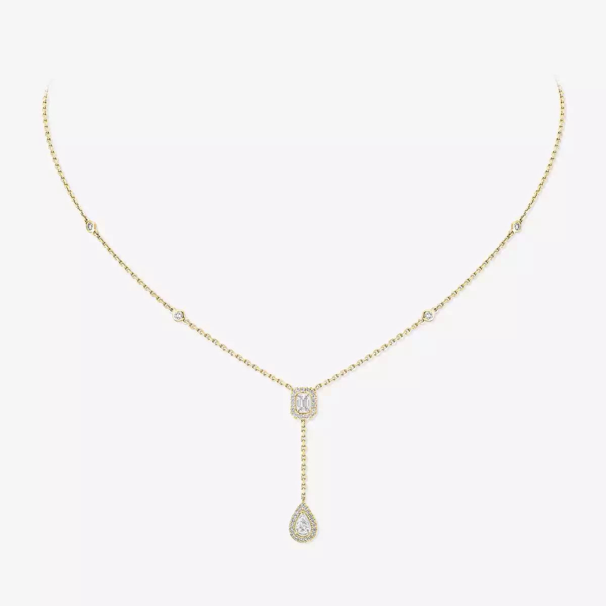 [ORA]Gold Diamond Tie Necklace