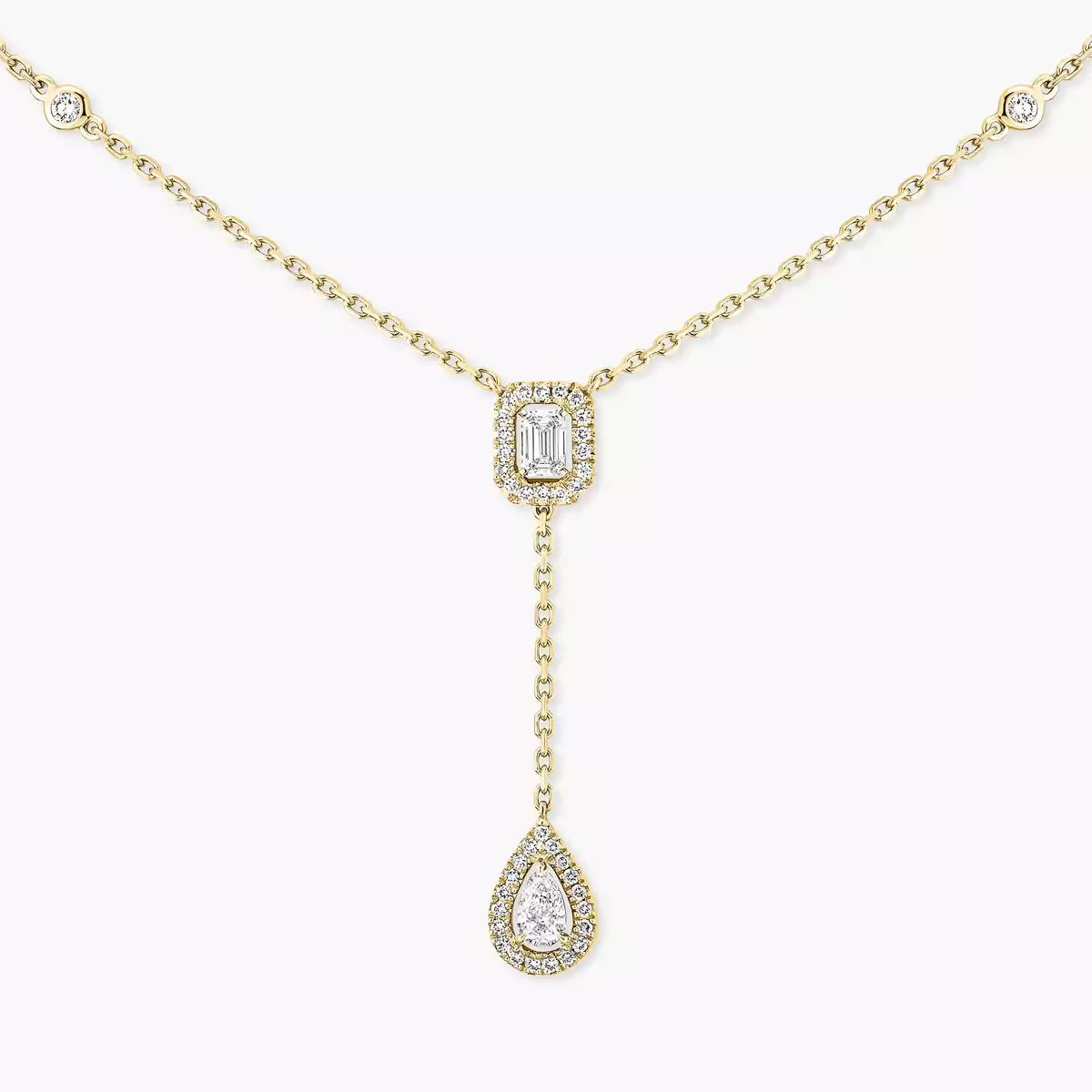 [ORA]Gold Diamond Tie Necklace