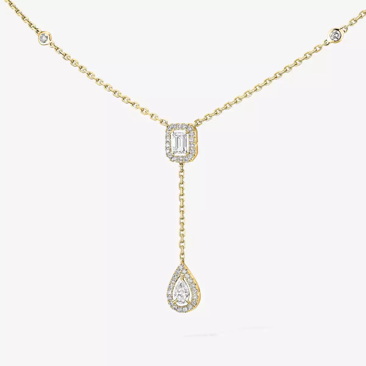 [ORA]Gold Diamond Tie Necklace
