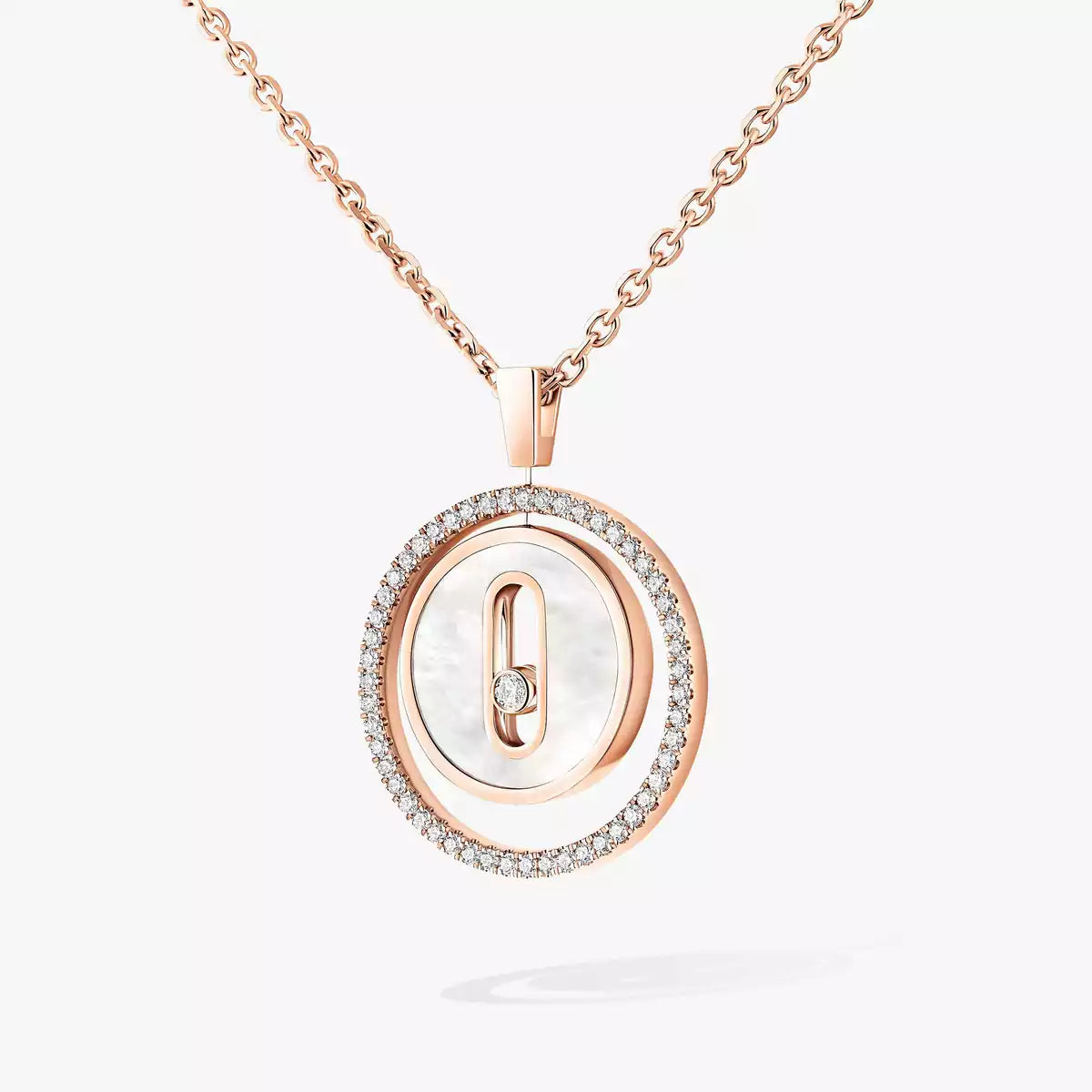 [ORA]Lucky Move Diamond Necklace in Rose Gold and White Mother-of-Pearl