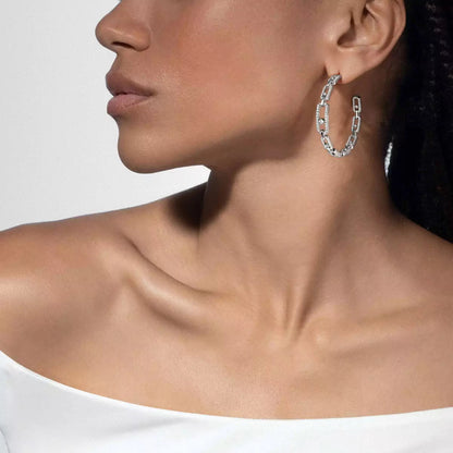 [ORA]Move Link Diamond Hoop Earrings